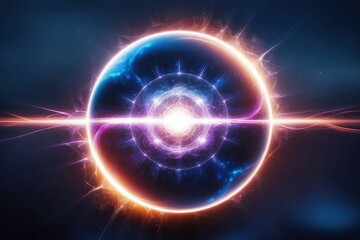 Luminous Mystical Sphere Radiating Vivid Energy on Dark Midnight Backdrop