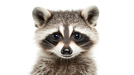 close up of a raccoon isolate on white