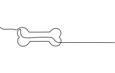 Continuous one line drawing of bone. simple human bone line art vector illustration. Bone toy for dog line art,