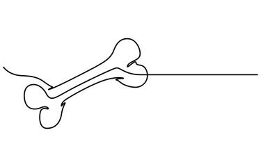 Continuous one line drawing of bone. simple human bone line art vector illustration. Bone toy for dog line art,