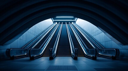 Obraz premium Modern Escalator in Subway Station