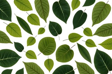 Beautiful Green Leaf Display on Clean White Background