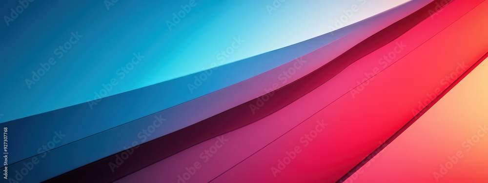 Poster A colorful image of a wall with blue, red, and purple stripes