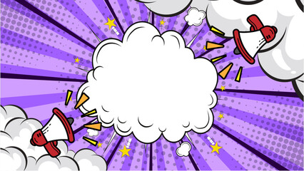 purple comic background and violet background for blue and white background Comic background and blue comic with a comic explosion. comment box with purple background, business sign, symbol poster.
