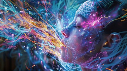 Technology merging with imagination  brain computer interface creates vibrant real time art