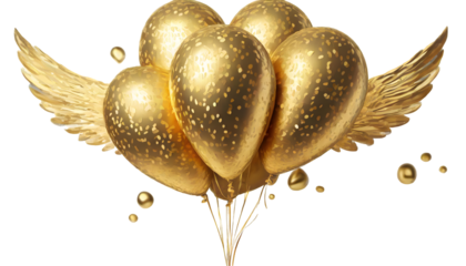 3d E Gold Textured Balloon on a isolated on white background. Generative AI.