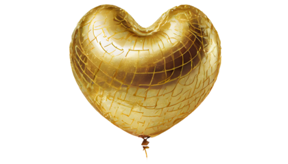 3d E Gold Textured Balloon on a isolated on white background. Generative AI.