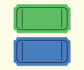 Blank old green and blue textured tickets