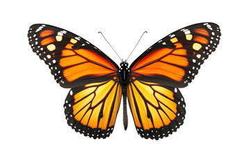 Vibrant monarch butterfly with striking orange and black wings, showcasing nature's beauty and...