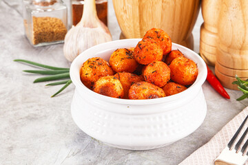 Baked young potato with paprika