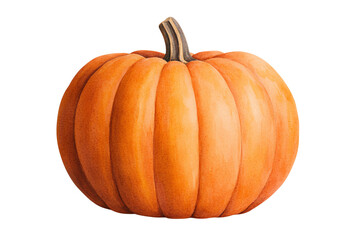 Obraz premium A vibrant orange pumpkin with a smooth surface, perfect for autumn decorations and seasonal recipes.