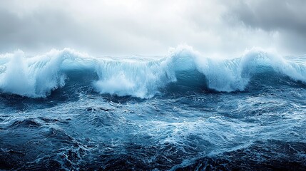 Obraz premium Powerful wave curling with dramatic ocean spray. Generative AI