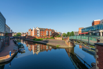 Birmingham old canal on a summer day. England