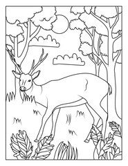 Deer coloring page for kids
