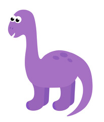 Cute baby dinosaur. Hand drawn brontosaurus. Flat cartoon vector illustration isolated on white background.