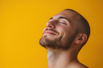 Obraz premium A close up of a man's face with her eyes closed