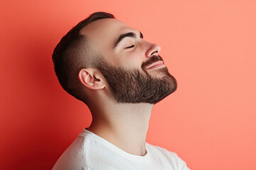 Fototapeta premium A close up of a man's face with her eyes closed