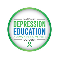 National Depression Education and Awareness Month is observed every year on October. Medical Healthcare Awareness concept. background, placard, banner template Vector illustration design.