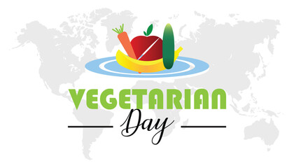National Vegetarian Day is observed every year on October. Medical Healthcare Awareness concept. background, placard, banner template Vector illustration design.