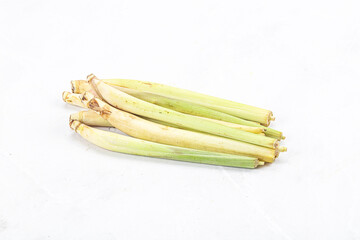 Green organic lemongrass stem heap