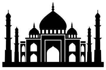 islamic mosque silhouette vector, black silhouette mosque vector illustration	
