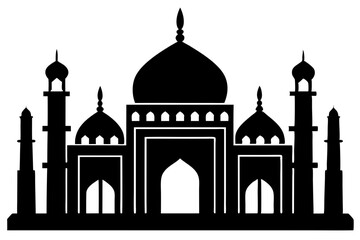 islamic mosque silhouette vector, black silhouette mosque vector illustration	
