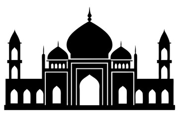 islamic mosque silhouette vector, black silhouette mosque vector illustration	
