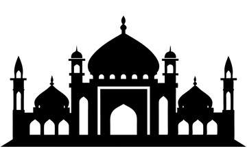 islamic mosque silhouette vector, black silhouette mosque vector illustration	
