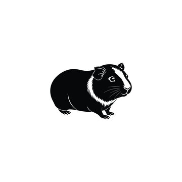 black and white guinea pig graphic clip art preview