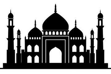 islamic mosque silhouette vector, black silhouette mosque vector illustration	
