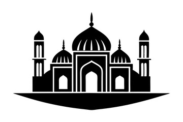 islamic mosque silhouette vector, black silhouette mosque vector illustration	
