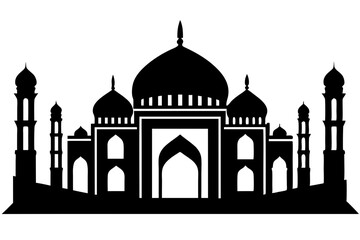 isolated black silhouette of a mosques collection, black silhouette mosque vector illustration	
