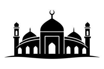 isolated black silhouette of a mosques collection, black silhouette mosque vector illustration	
