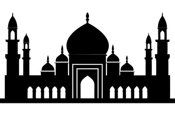 isolated black silhouette of a mosques collection, black silhouette mosque vector illustration	
