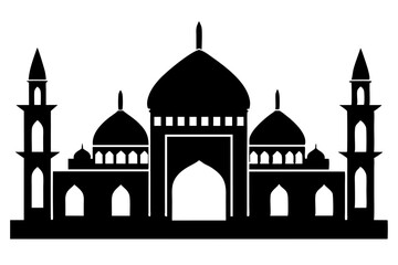 isolated black silhouette of a mosques collection, black silhouette mosque vector illustration	
