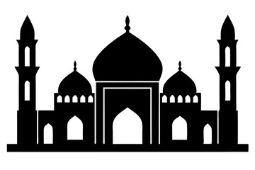 islamic mosque silhouette vector, black silhouette mosque vector illustration	
