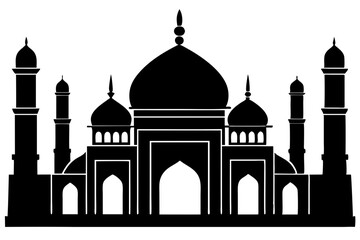 isolated black silhouette of a mosques collection, black silhouette mosque vector illustration	

