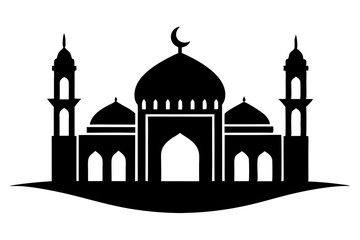 isolated black silhouette of a mosques collection, black silhouette mosque vector illustration	
