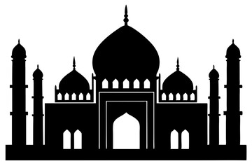 isolated black silhouette of a mosques collection, black silhouette mosque vector illustration	
