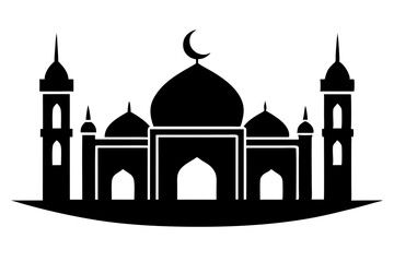 isolated black silhouette of a mosques collection, black silhouette mosque vector illustration	
