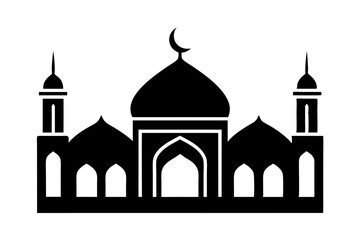 isolated black silhouette of a mosques collection, black silhouette mosque vector illustration	
