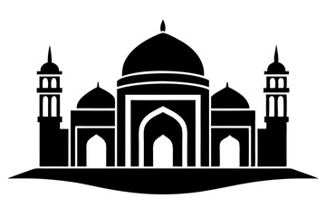 isolated black silhouette of a mosques collection, black silhouette mosque vector illustration	
