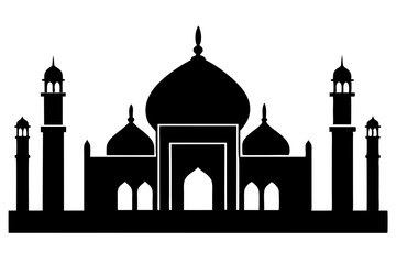 isolated black silhouette of a mosques collection, black silhouette mosque vector illustration	
