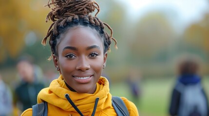 portrait of black female student going to school