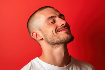 Fototapeta premium A close up of a man's face with her eyes closed