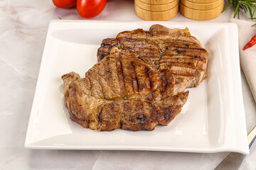 Grilled pork neck sirloin steak
