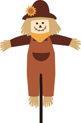 Scarecrow isolated in flat style vector.
Scarecrow vector illustration.
Scarecrow icon in flat style isolated on Transparent background .