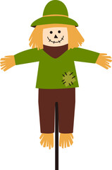 Scarecrow isolated in flat style vector.
Scarecrow vector illustration.
Scarecrow icon in flat style isolated on Transparent background .