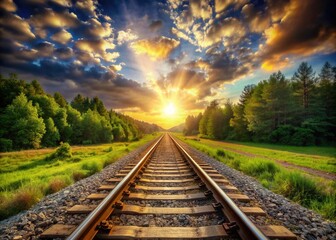 Obraz premium Symbolic Tracks as a Metaphor for Life's Journey