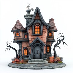 3D Cartoon Cute Funny Haunted House for Halloween
